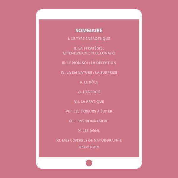 E-book Naturopathie et Design Humain : analyse du Réflecteur - sommaire